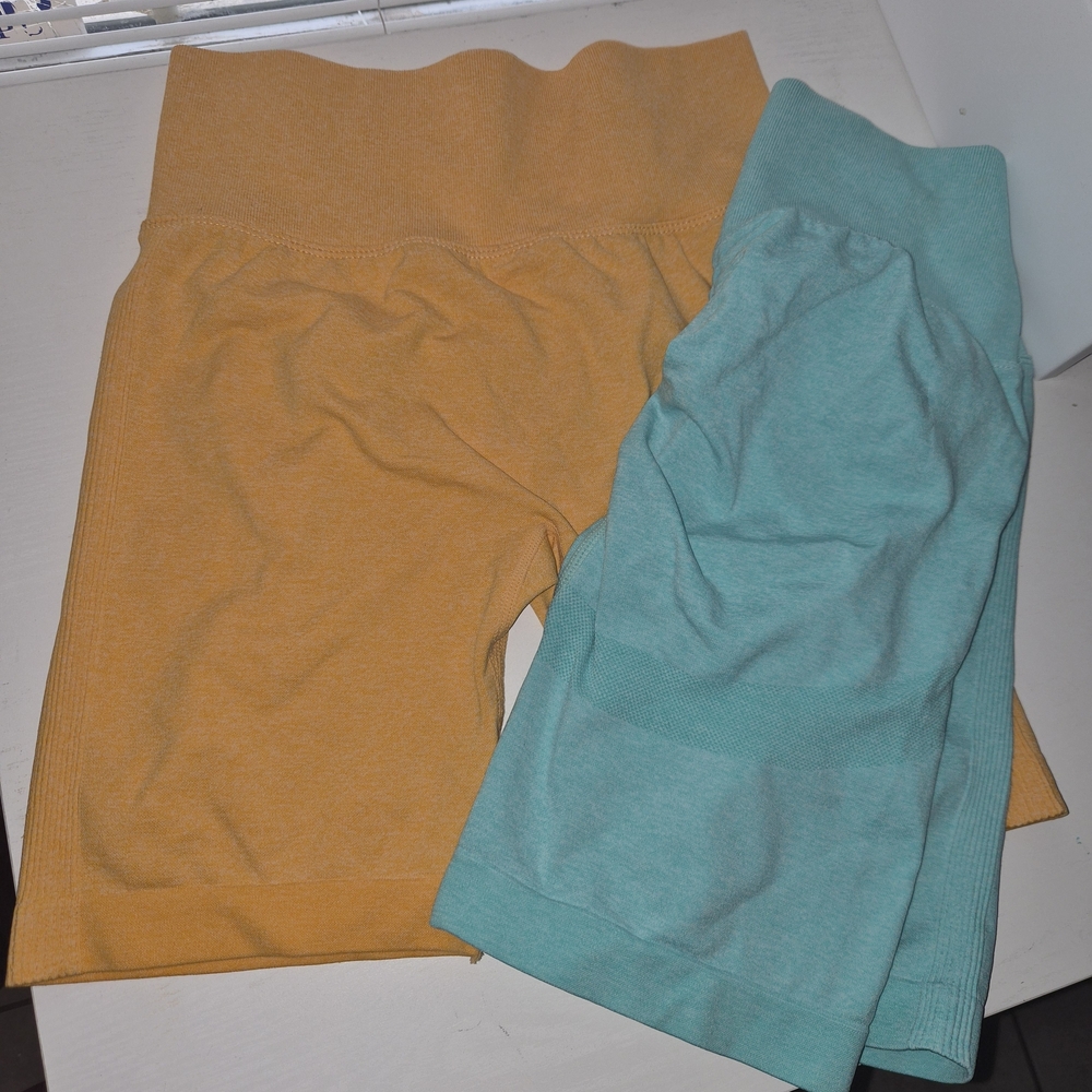 Athletic Bike Shorts - Yellow and Teal